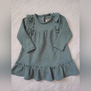Ettie H. Ribbed Ruffle Long Sleeve Top in Sage Green